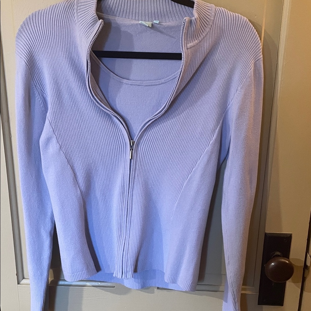 Lavender Women's Sweater 2piece knit zippered sweater size small